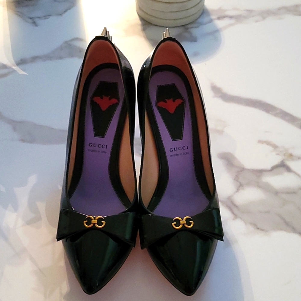 Gucci black heels with spike